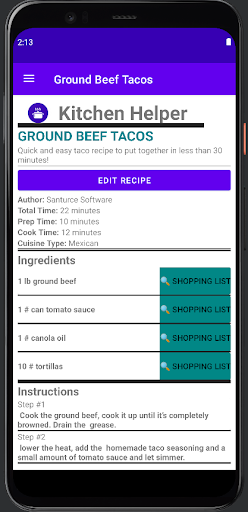 Kitchen Helper Screen 3