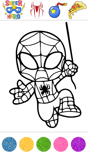 Android application Glitter Superhero Coloring screenshort