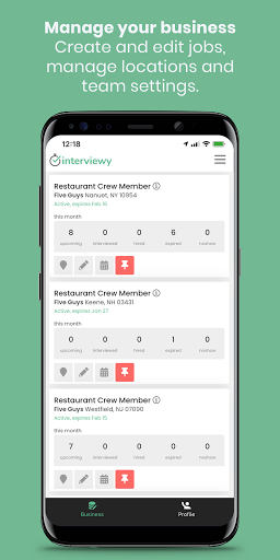 Android application Interviewy Business screenshort