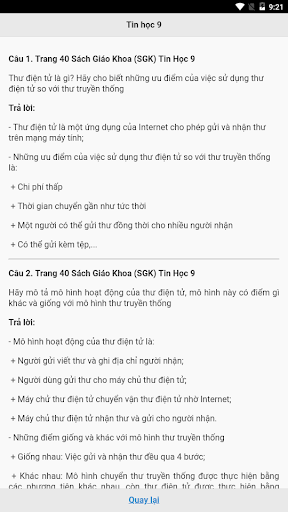 Android application Giải bài Tin học 9 screenshort