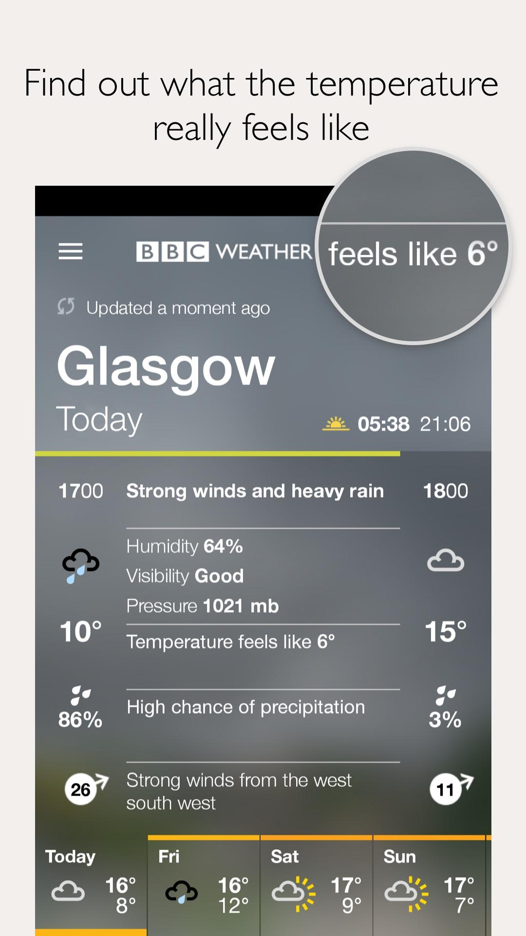 Android application BBC Weather screenshort