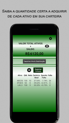 Balanço de Carteira Ações FII Screen 2