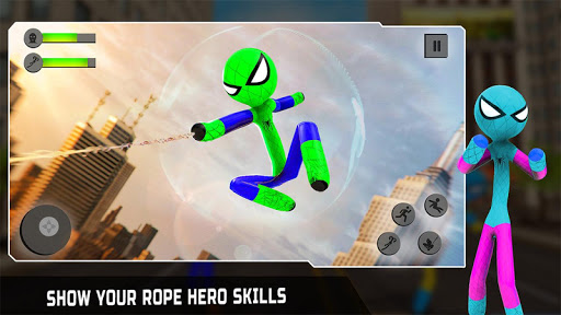 Download Flying Stickman Rope Hero: Flying Hero: Crime City screenshots 1