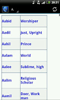 screenshot of Islamic Boys Names + Meaning