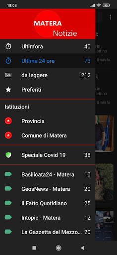Android application Matera notizie screenshort