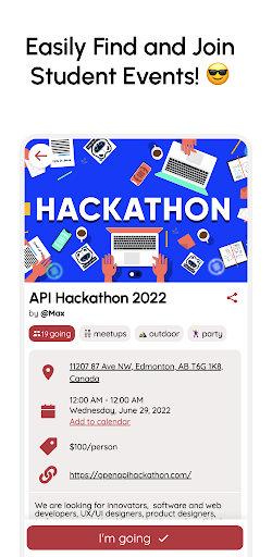 Android application Popin - Find Student Events! screenshort