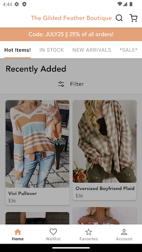 Android application The Gilded Feather Boutique screenshort