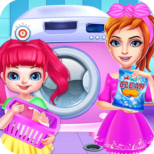 Washing and ironing clothes logo