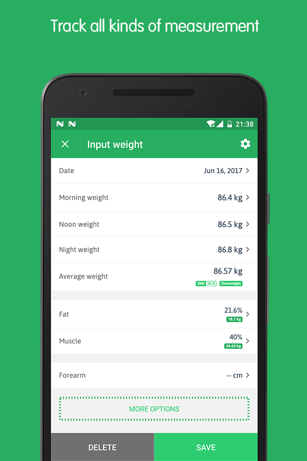 Android application Weight Track Assistant screenshort
