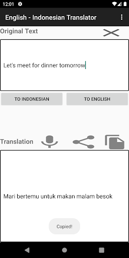 English Indonesian Translator Screen 2