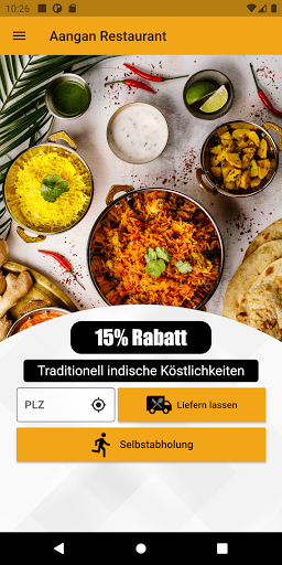 Android application Aangan Restaurant screenshort
