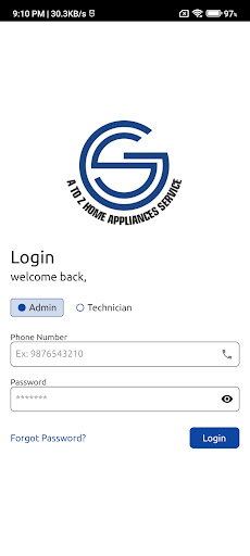 Android application Good Service - Technician screenshort