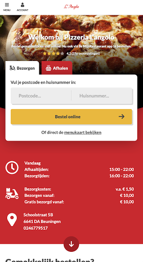 Android application Pizzeria L'angolo screenshort