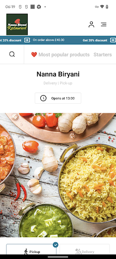 Android application Nanna Biryani screenshort