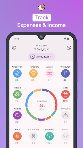 Screenshot of 1Money: expense tracker budget