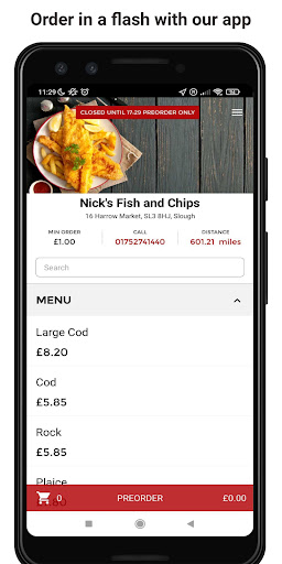Android application Nick's Fish and Chips screenshort