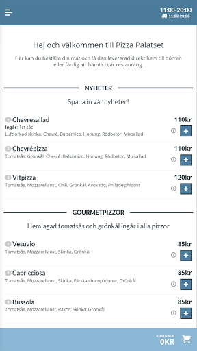 Android application Pizzapalatset screenshort