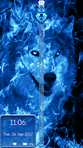 Ice Fire Wolf Lock Screen Zipper For PC installation