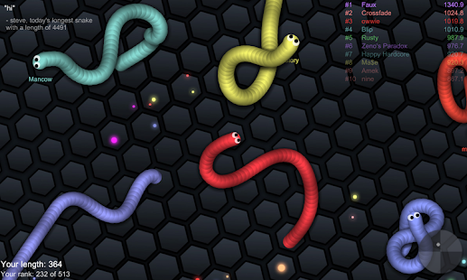 צילום מסך slither.io