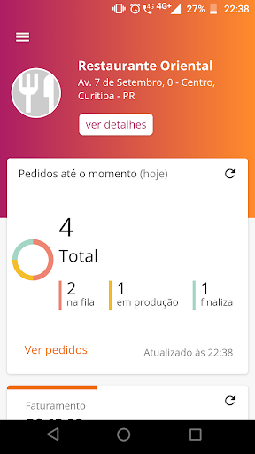 Android application FastGet para Parceiros screenshort