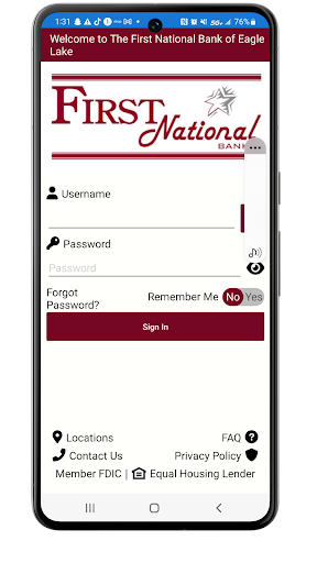 Android application FNB of Eagle Lake i2Mobile screenshort