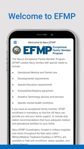 Android application Navy EFMP screenshort