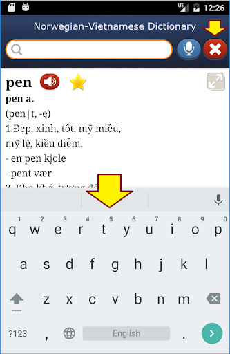 Android application Norwegian-Vietnamese Dict. screenshort