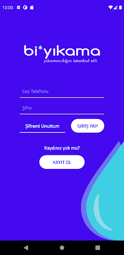 Android application Bi Yıkama Sipariş Programı screenshort