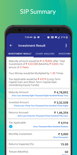 SIP Planner & SIP Calculator Screen 3