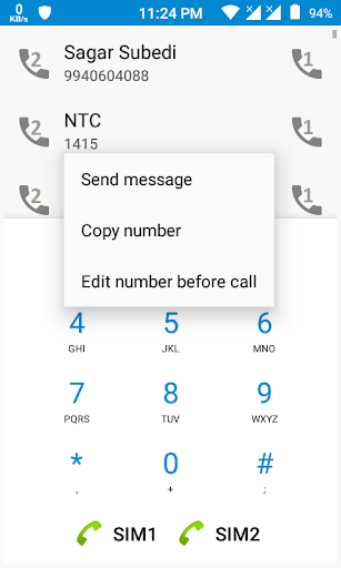 Dual Sim Dialer and Widget Screen 3