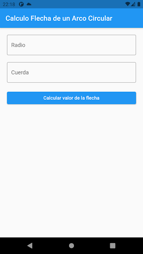 Android application Calculo Flecha de un Arco Circ screenshort