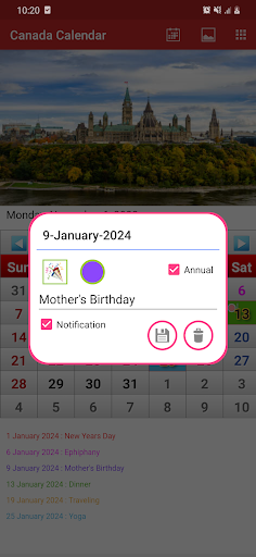 Canada Calendar 2024 Screen 3