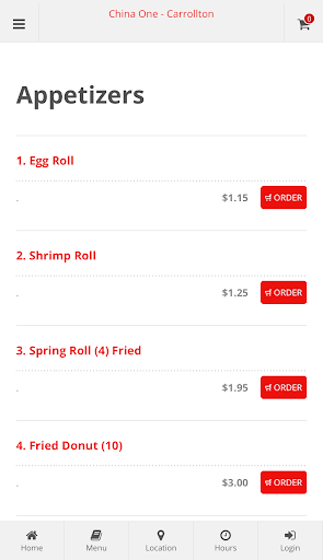 China One Carrollton Ordering Screen 2