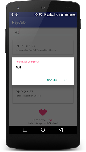 PayCalc: Fee Calculator Screen 3