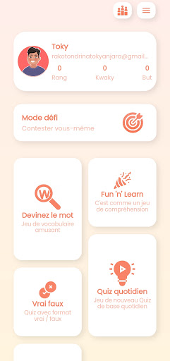 Android application Mokwiz screenshort