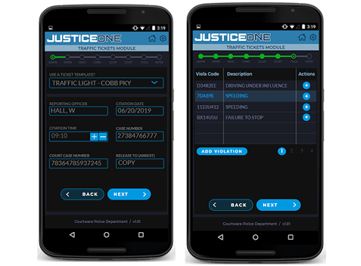 JusticeONE: eTicketing Mobile Screen 2