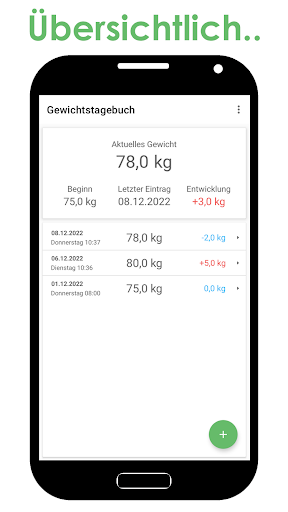 Android application Gewichtstagebuch screenshort