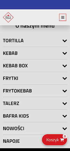 Android application Bafra Kebab Miechów screenshort