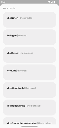 Simple German A1 500+ Cards Screen 3
