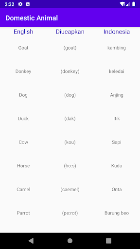 Vocabulary Animal Screen 3