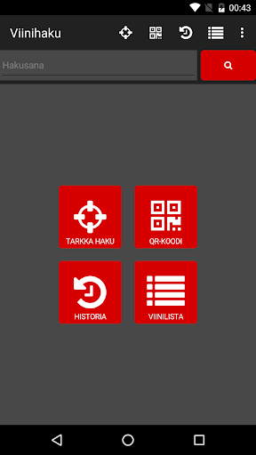 Android application Viinihaku screenshort