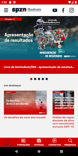 Android application SPZN-Sindicato dos Professores screenshort