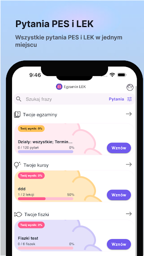 Android application Egzamin LEK screenshort
