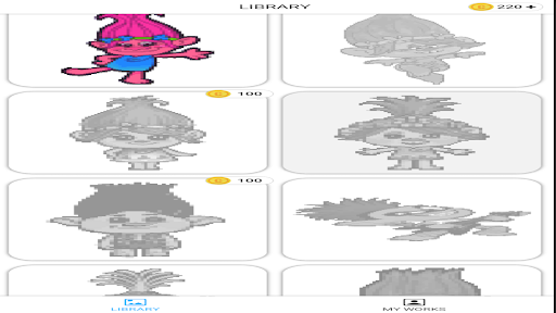 trolls pixel art coloring 2023