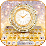 Cover Image of Download Gold Glitter Clock Keyboard Th  APK