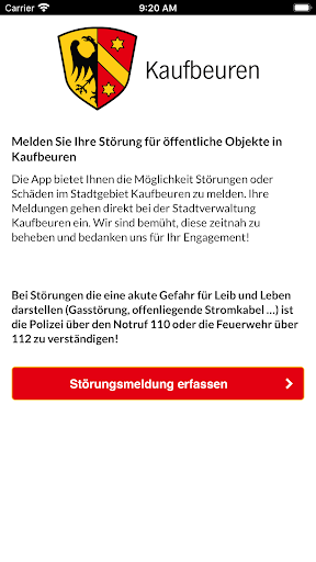 Android application Störungsmelder Kaufbeuren screenshort