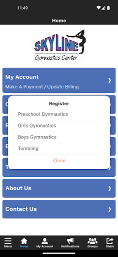 Skyline Gymnastics Screen 3