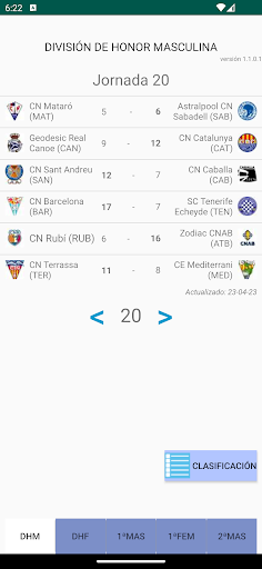 Android application Waterpolo Ligas screenshort