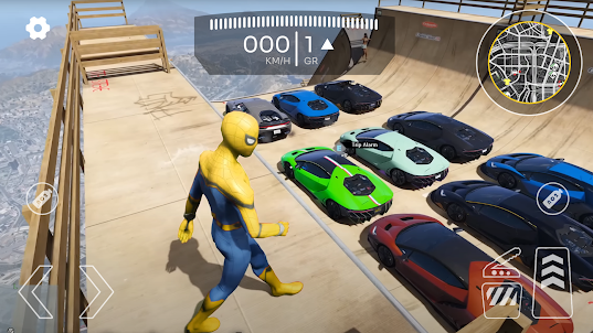 Superhero Car Mega Ramp Jump V