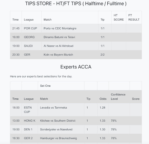 Correct Score Fixed Matches Screen 2